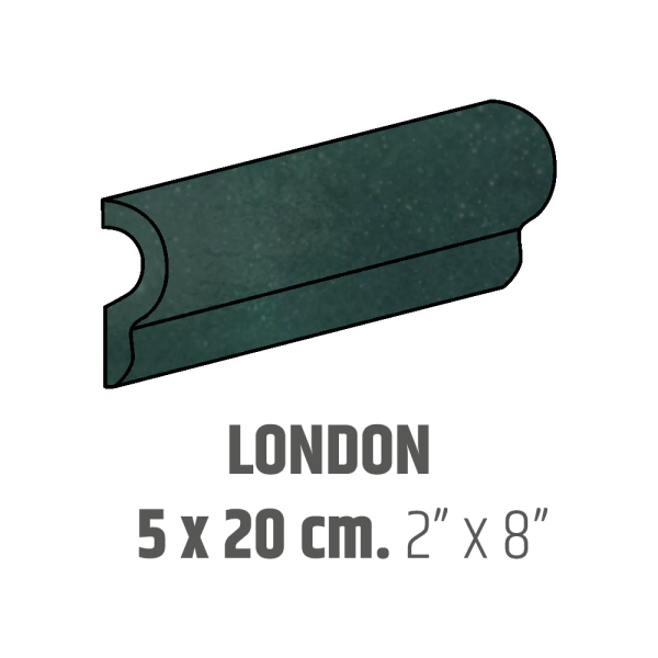 Centura Ceramic Wall Molding London Artisan Moss Green Glossy 2" x 8" (Pack of 24)