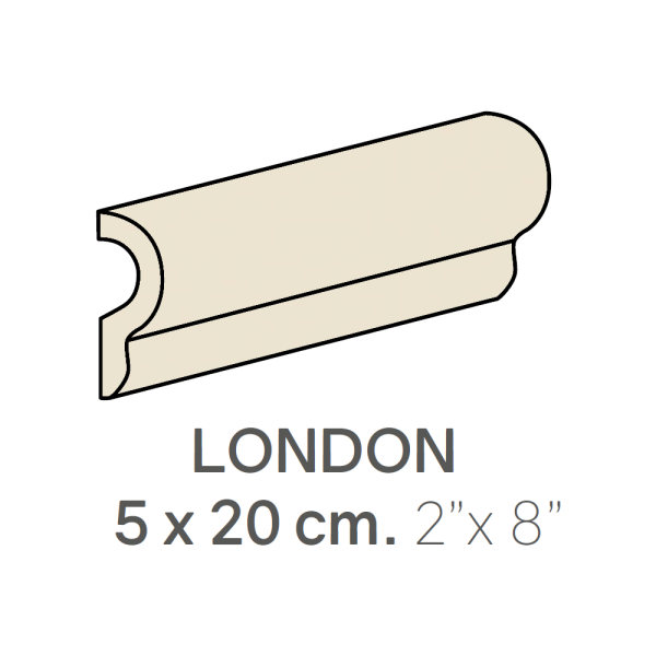 Centura Ceramic Wall Molding London Metro Cream Polished 2" x 8" (Pack of 24)