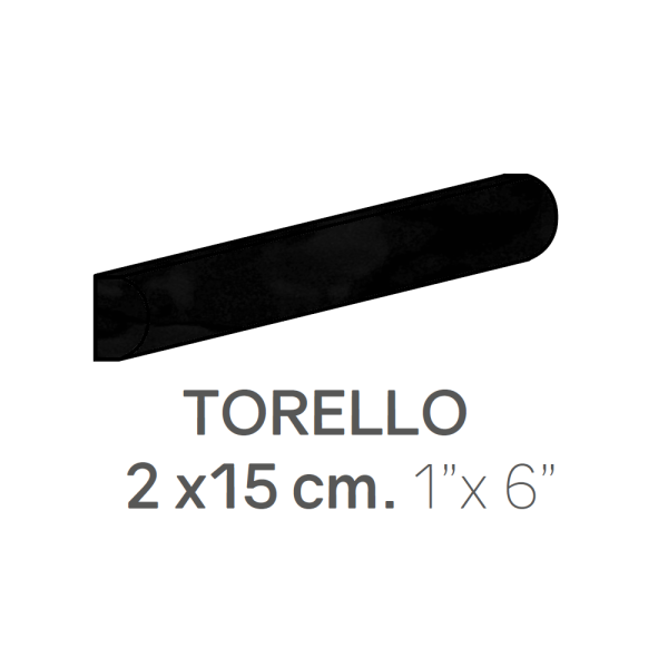 Centura Ceramic Wall Molding Torello Metro Black Polished 1" x 6" (Pack of 27)