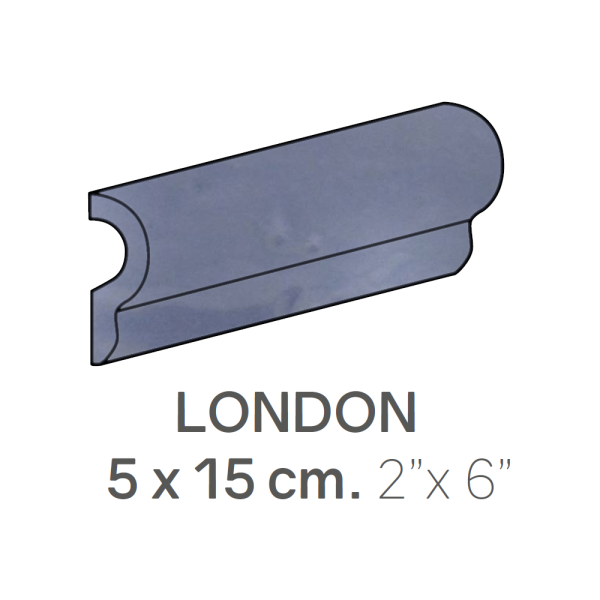 Centura Ceramic Wall Molding London Masia Blue Glossy 2" x 6" (Pack of 24)