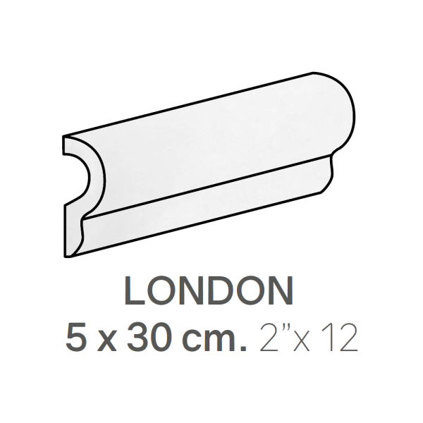 Centura Ceramic Wall Molding London Masia White Glossy 2" x 6" (Pack of 24)