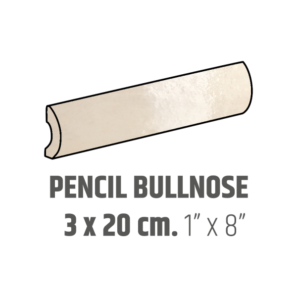 Centura Ceramic Wall Molding Pencil Bullnose Artisan Ochre Glossy 1" x 8" (Pack of 15)