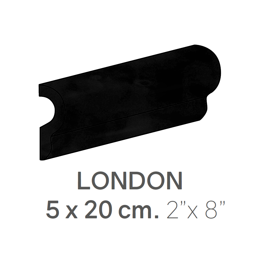 centura ceramic wall molding london metro black polished 2" x 8" (pack of 24) 1 centura ceramic wall molding london metro black polished 2" x 8" (pack of 24)