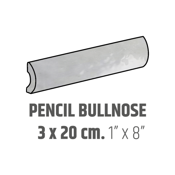 Centura Ceramic Wall Molding Pencil Bullnose Artisan Alabaster Glossy 1" x 8" (Pack of 15)