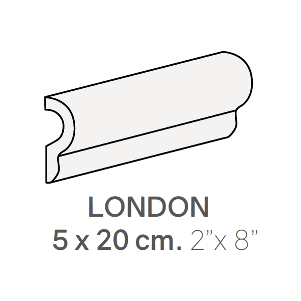 Centura Ceramic Wall Molding London Metro White Polished 2" x 8" (Pack of 24)
