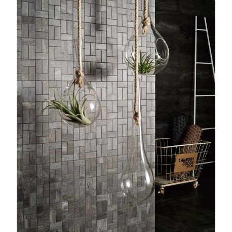 Centura Mosaic Tiles Reverso2 Black Natural 12" x 12"