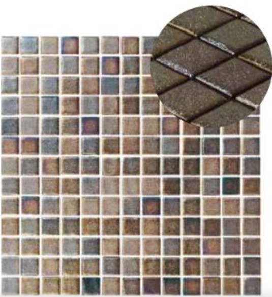 Centura Mosaic Tiles GlamGlass Shiny Marron 13" x 13"