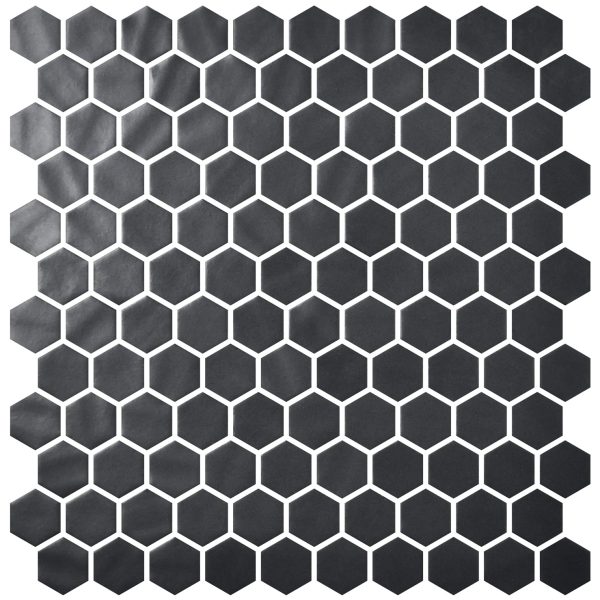 Centura Mosaic Tiles Hex NatureGlass Matte Black 12" x 12"