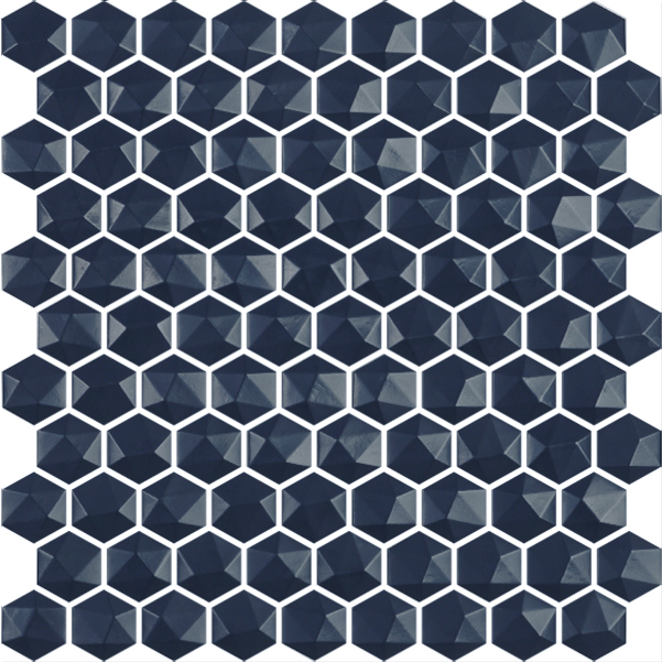 Centura Mosaic Edna Hexagon Dark Blue Glossy 12" x 12"