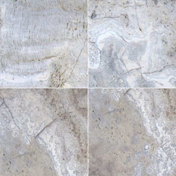 MSI Surfaces Floor Tiles Natural Stone Pavers Silver Travertine Tumbled 8" x 8"