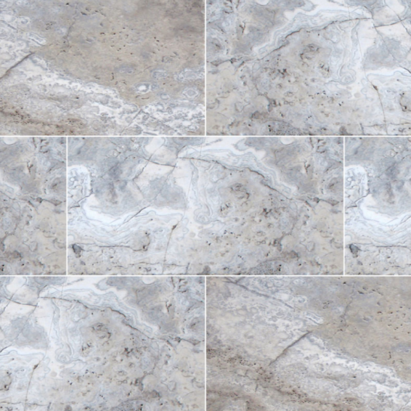 MSI Surfaces Floor Tiles Natural Stone Pavers Silver Travertine Tumbled 16" x 24"