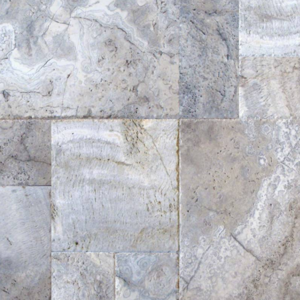 MSI Surfaces Floor Tiles Natural Stone Pavers Silver Travertine Tumbled Multi-Size