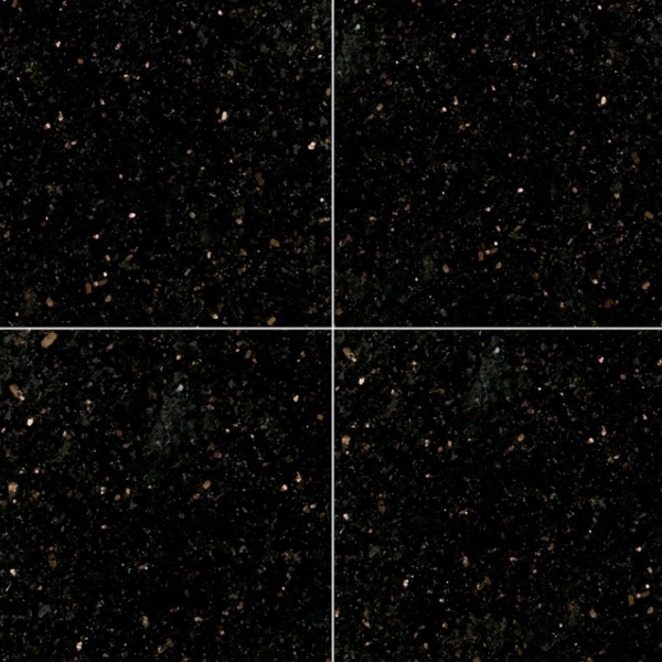 MSI Surfaces Floor Tiles Granite Countertops Black Galaxy Polished 12" x 12" (More flecks)