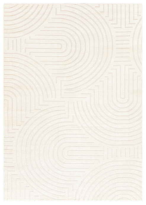 beige cream textured geometric living room bedroom area rug - 1'10" x 2'11" 2 beige cream textured geometric living room bedroom area rug - 1'10" x 2'11" - image 2