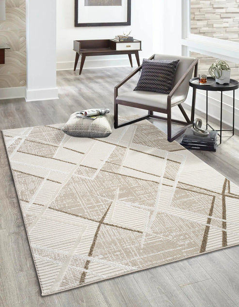 beige brown abstract living room bedroom area rug - 6'7" x 9'7" 1 beige brown abstract living room bedroom area rug - 6'7" x 9'7"