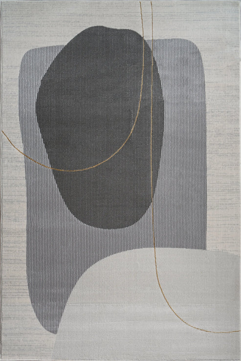 gold grey geometric modern living room bedroom area rug - 6'7" x 9'7" 2 gold grey geometric modern living room bedroom area rug - 6'7" x 9'7" - image 2