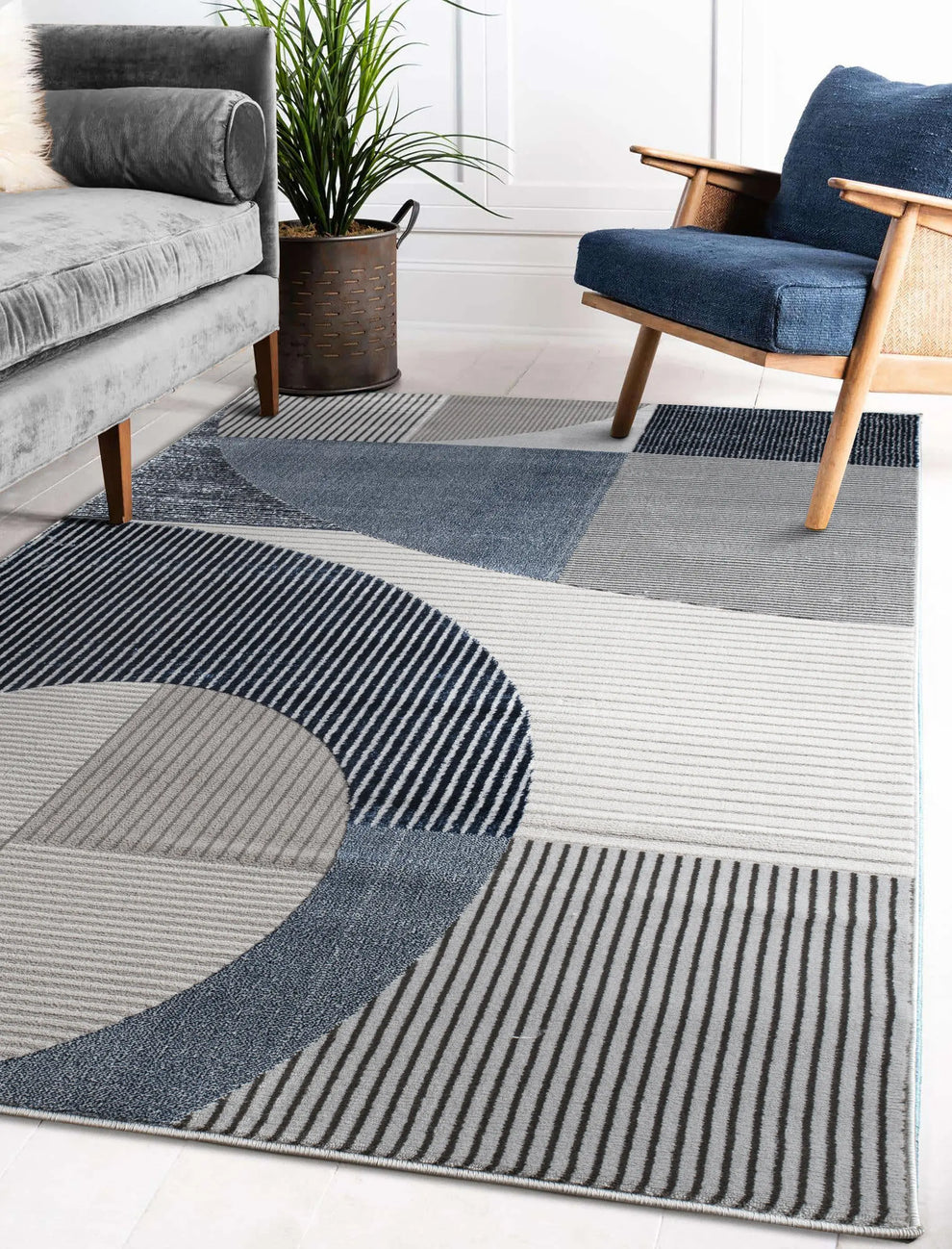 blue grey geometric living room bedroom area rug - 6'7" x 9'7" 1 blue grey geometric living room bedroom area rug
- 6'7" x 9'7"