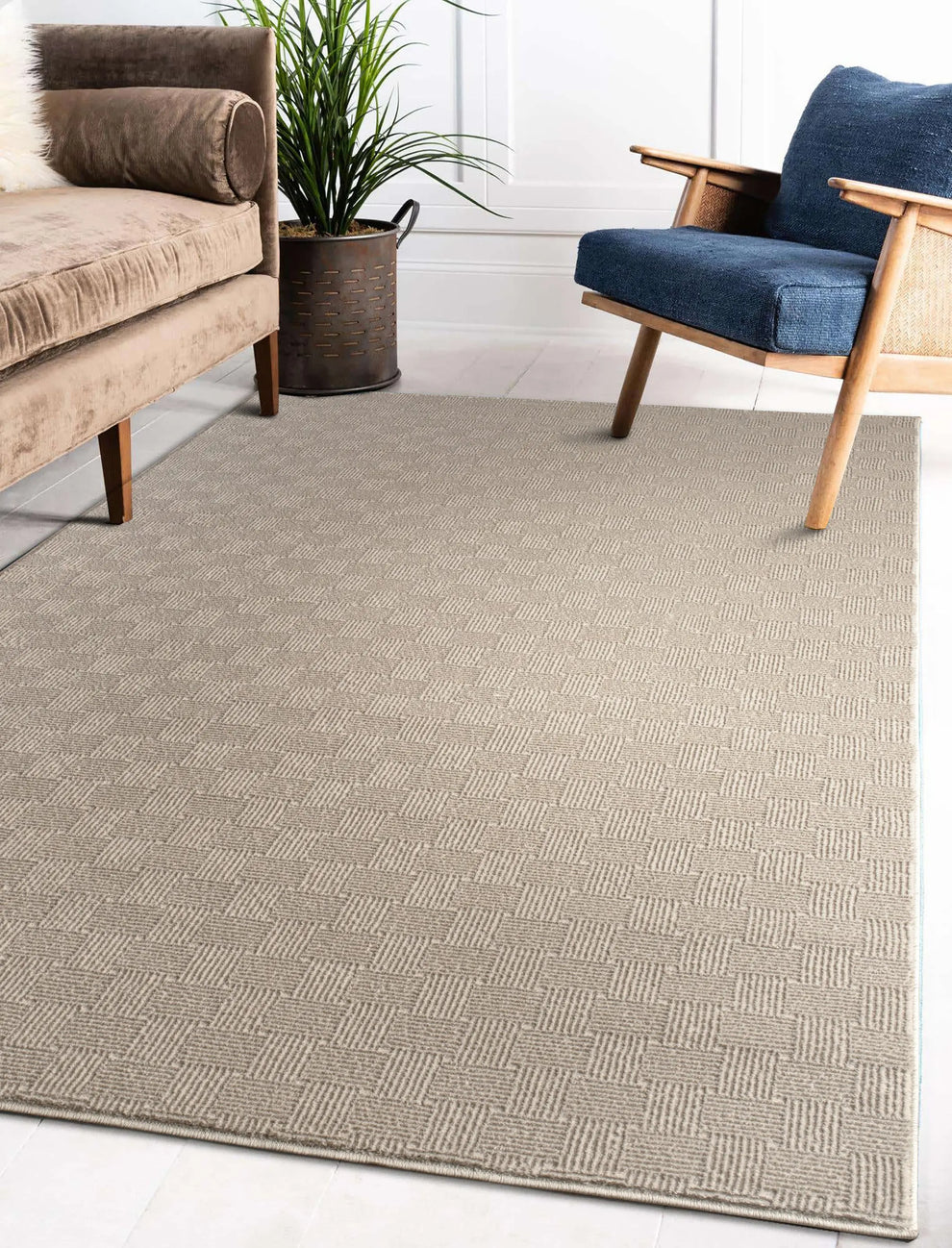 ivory beige minimalist living room bedroom area rug - 3'11" x 5'3" 1 ivory beige minimalist living room bedroom area rug - 3'11" x 5'3"