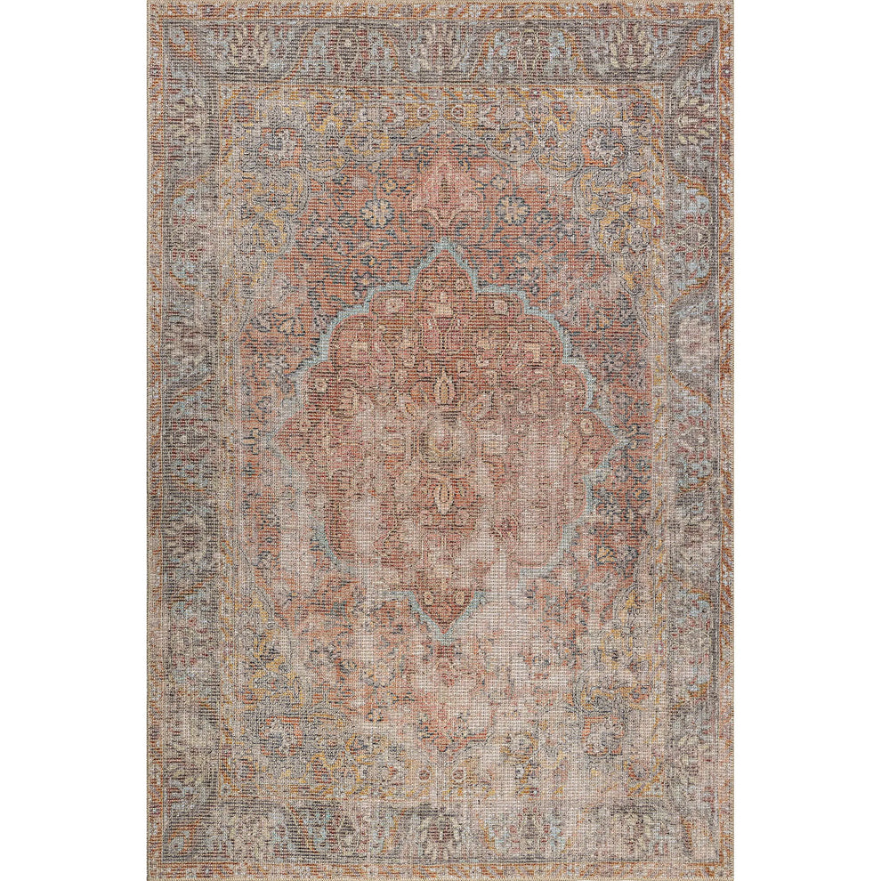 terra red cotton and polyster machine washable traditional rustic area rug - 2'6" x 9'10" 2 terra red cotton and polyster machine washable traditional rustic area rug - 2'6" x 9'10" - image 2