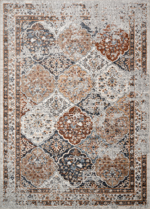 blue brown machine washable boho traditional area rug for living room, bedroom - 6'7" x 9'2" 2 blue brown machine washable boho traditional area rug for living room, bedroom - 6'7" x 9'2" - image 2