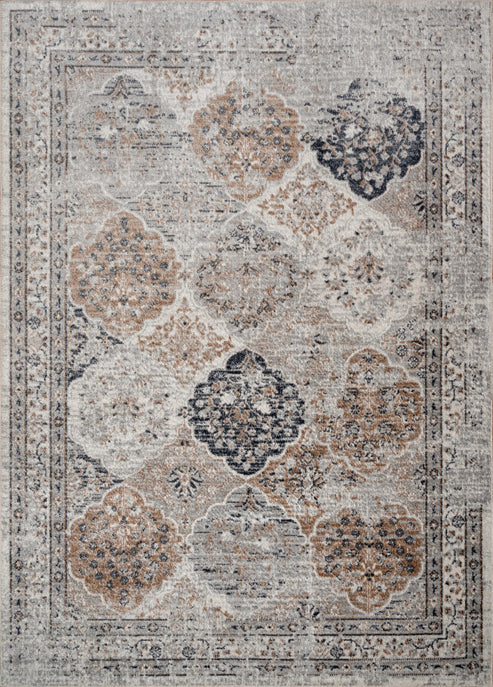 blue ivory brown machine washable boho traditional area rug for living room, bedroom - 3'11" x 5'3" 2 blue ivory brown machine washable boho traditional area rug for living room, bedroom - 3'11" x 5'3" - image 2