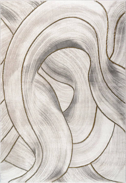 grey gold abstract luxury modern minimalist contemporary area rug - 6'7" x 9'2" 2 grey gold abstract luxury modern minimalist contemporary area rug - 6'7" x 9'2" - image 2
