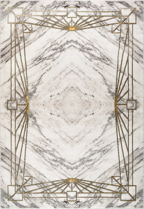 grey gold abstract bordered luxury modern contemporary area rug - 3'11" x 5'3" 2 grey gold abstract bordered luxury modern contemporary area rug - 3'11" x 5'3" - image 2