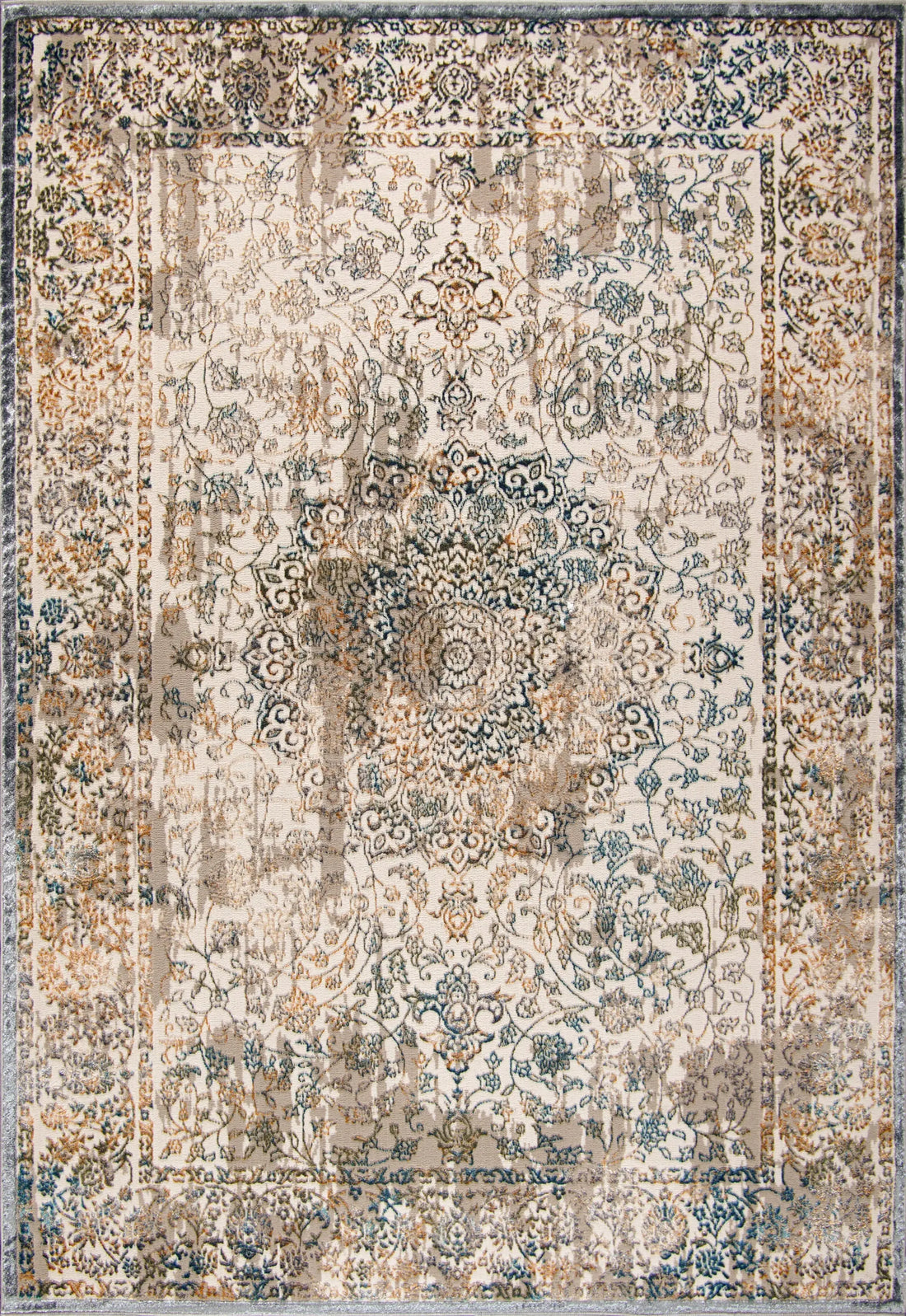 beige brown blue metalic traditional persian oriental contemporary area rug - 9' x 12'5" 2 beige brown blue metalic traditional persian oriental contemporary area rug - 9' x 12'5" - image 2