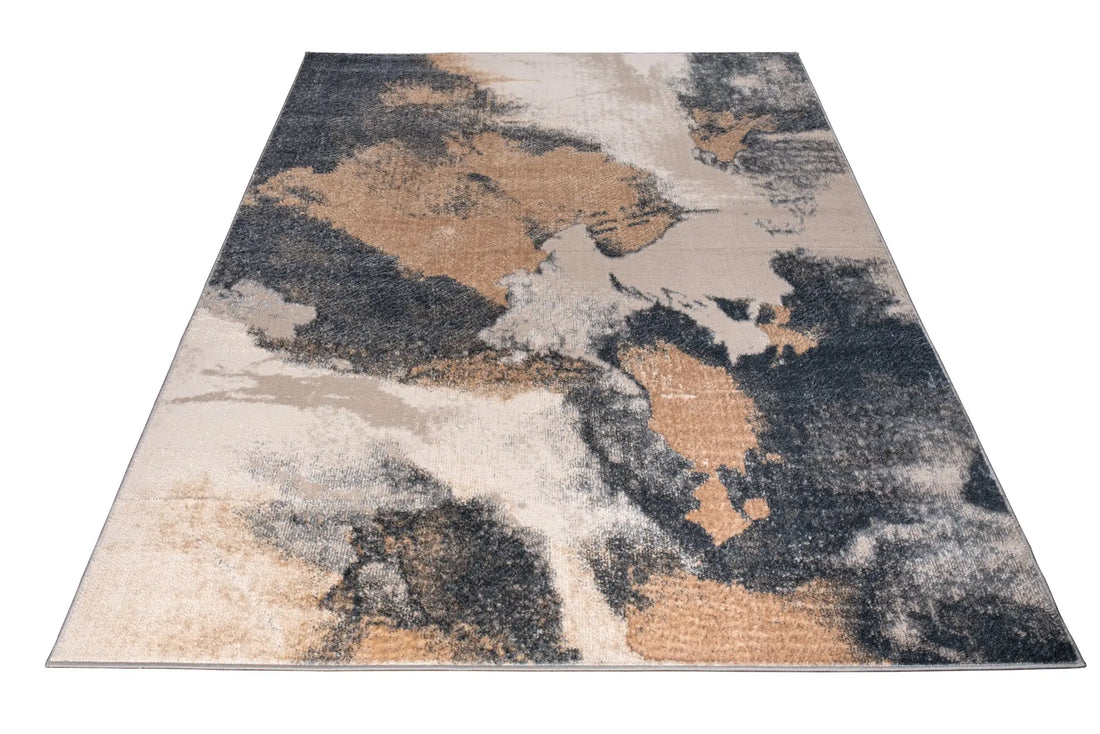 beige brown silver metalic abstract modern minimalistic contemporary area rug - 2'7" x 4'11" 2 beige brown silver metalic abstract modern minimalistic contemporary area rug - 2'7" x 4'11" - image 2