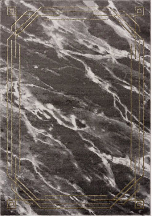 la dole rugs modern minimalistic marble pattern abstract rustic grey charcoal gold bordered area rug - 2'7" x 4'11" 2 la dole rugs modern minimalistic marble pattern abstract rustic grey charcoal gold bordered area rug - 2'7" x 4'11" - image 2