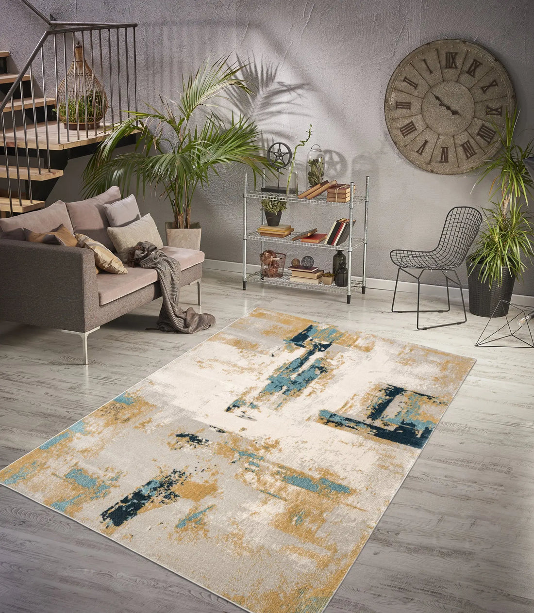la dole rugs light dark orange turquoise beige rustic pattern abstract modern minimalistic area rug - 6'7" x 9'2" 1 la dole rugs light dark orange turquoise beige rustic pattern abstract modern minimalistic area rug
- 6'7" x 9'2"