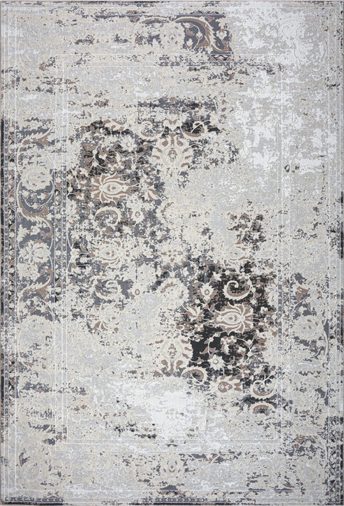quadro grey ivory brown rustic modern persian area rug - 6'7" x 9'2" 2 quadro grey ivory brown rustic modern persian area rug - 6'7" x 9'2" - image 2