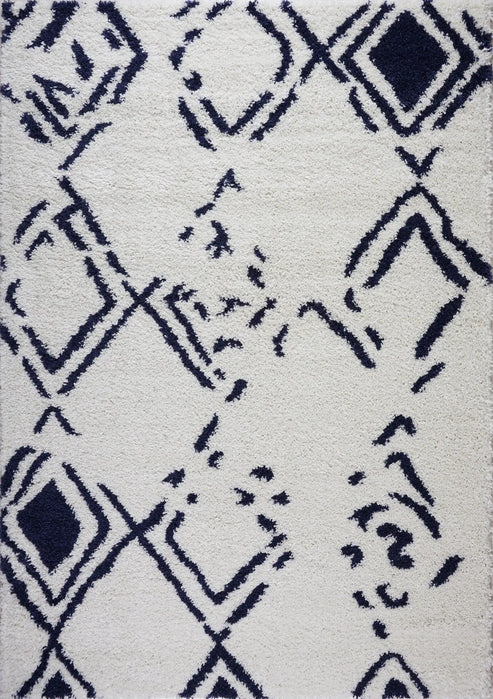 ladole rugs shaggy kenitra european abstract soft polypropylene modern small mat doormat rug in white dark blue - 6'5" x 9'5" 2 ladole rugs shaggy kenitra european abstract soft polypropylene modern small mat doormat rug in white dark blue - 6'5" x 9'5" - image 2