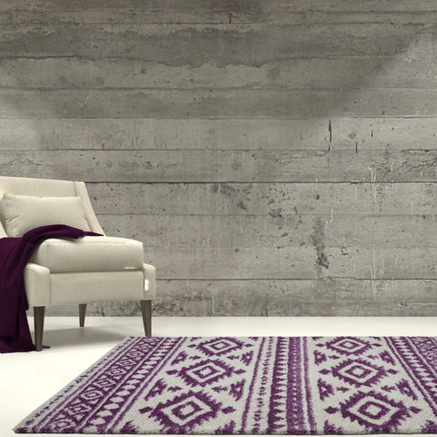 damask trellis ivory berry purple shaggy area rug - 6'5" x 9'5" 2 damask trellis ivory berry purple shaggy area rug - 6'5" x 9'5" - image 2