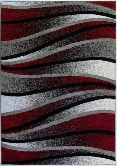 ivory red gray waves area rug - 2' x 3'3" 1 ivory red gray waves area rug - 2' x 3'3"