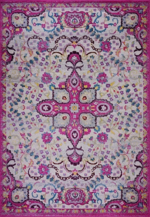 darcy persian traditional design soft indoor mat pink carpet - 3'11" x 5'7" 2 darcy persian traditional design soft indoor mat pink carpet - 3'11" x 5'7" - image 2
