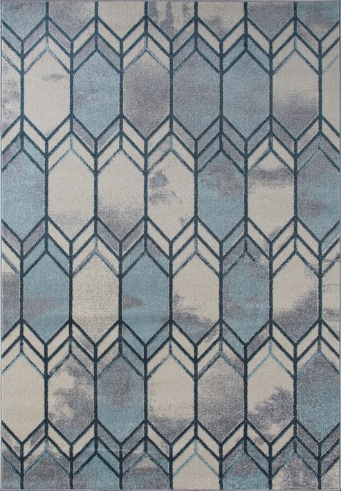 logan stella blue grey honeycomb pattern ivory area rug - 3'11" x 5'3" 2 logan stella blue grey honeycomb pattern ivory area rug - 3'11" x 5'3" - image 2