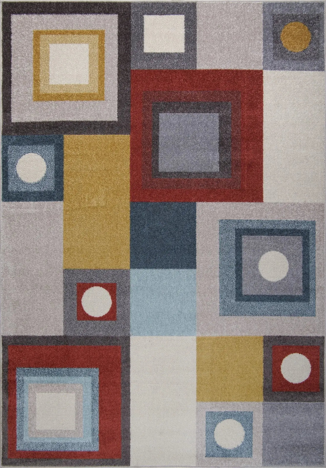 logan bohemian squares and multicolor round carpet - 2'7" x 9'10" 2 logan bohemian squares and multicolor round carpet - 2'7" x 9'10" - image 2