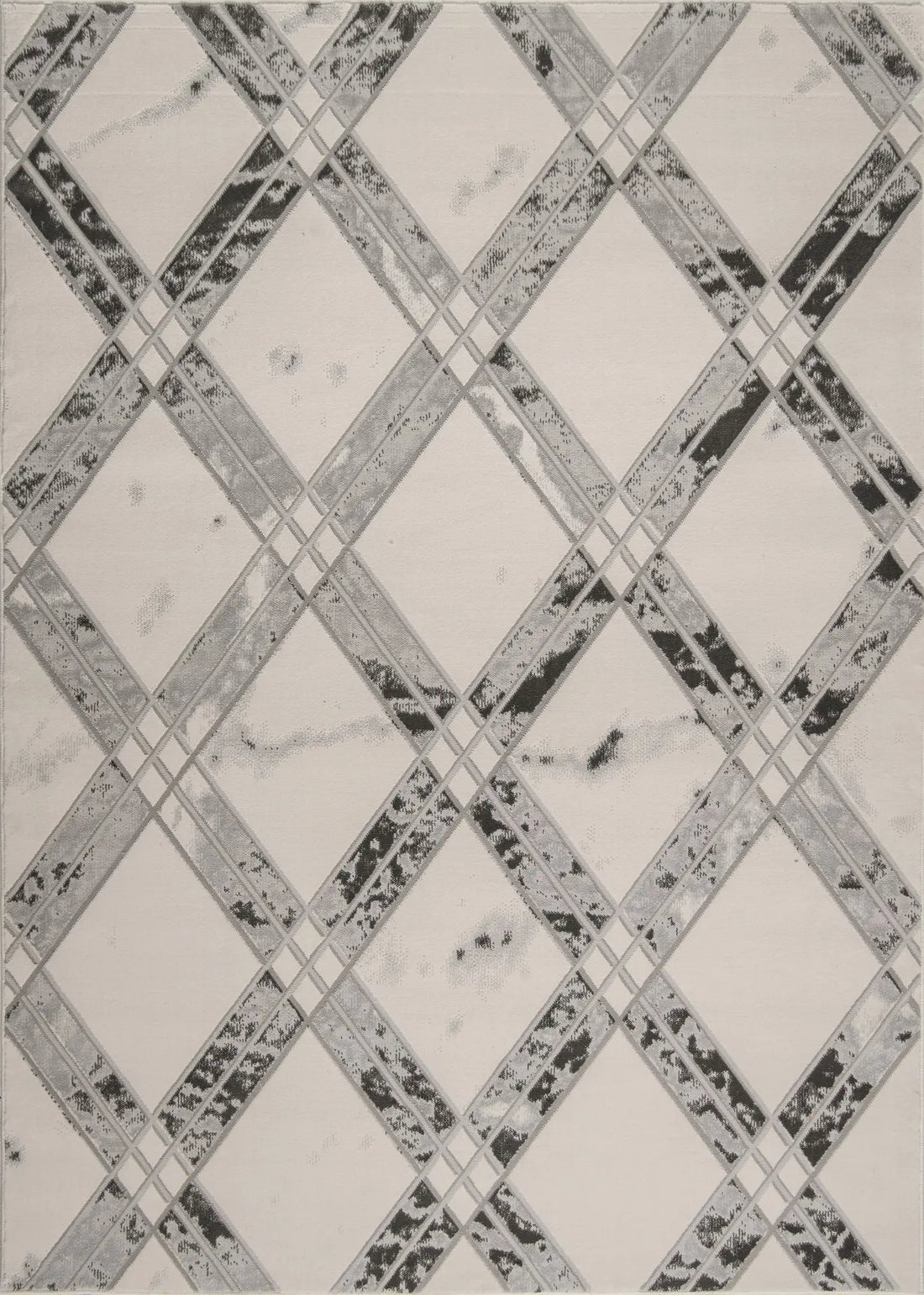 barrington ivory grey checks pattern area rug - 6'7" x 9'2" 2 barrington ivory grey checks pattern area rug - 6'7" x 9'2" - image 2